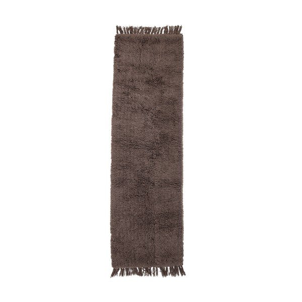 Temno rjava volnena preproga Bloomingville Pile, 70 x 240 cm