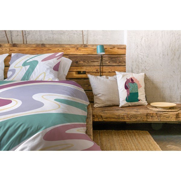 Bela/modra enojna posteljnina iz bombažnega satena 140x200 cm Student Collection – Butter Kings-image-1