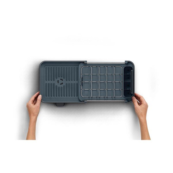 Črn plastičen nastavljiv odcejalnik posode 31x19 cm Extend Slim Steel – Joseph Joseph-image-4