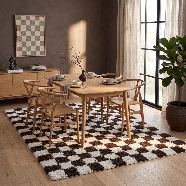 Rjava/kremno bela preproga 80x150 cm Grida – ESTE-image-1