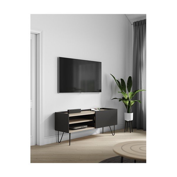 Črna komoda s policami in vrati TemaHome Nina, 140 x 59 cm-image-4