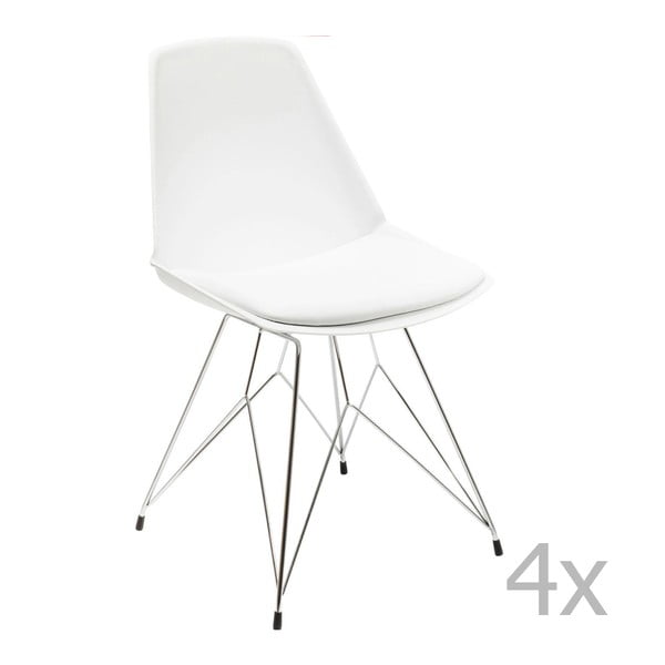Komplet 4 belih stolov Kare Design Wire White