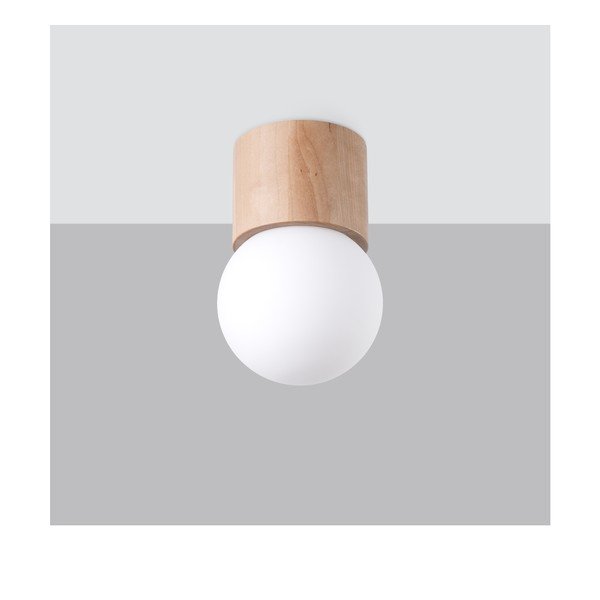 Stropna svetilka s steklenim senčilom v beli in naravni barvi ø 12 cm Surtur – Sollux-image-2