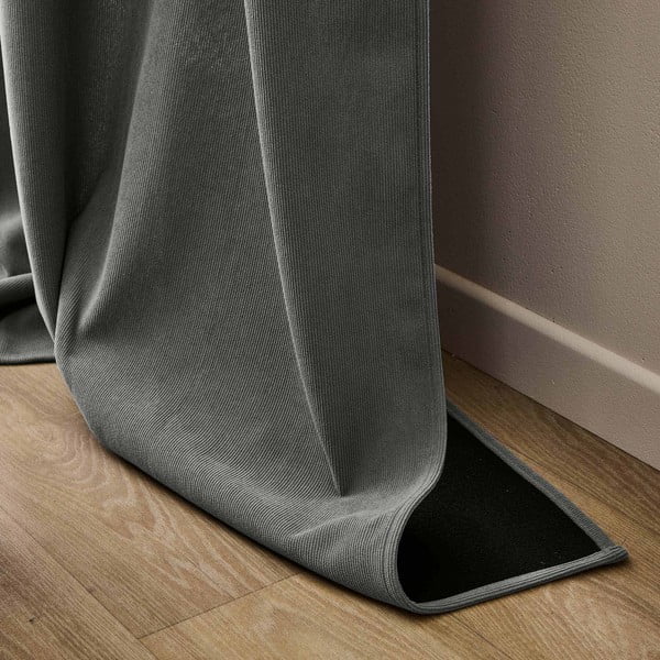 Antracitno siva izolacijska zavesa iz rebrastega žameta 140x260 cm Madison – douceur d'intérieur-image-4