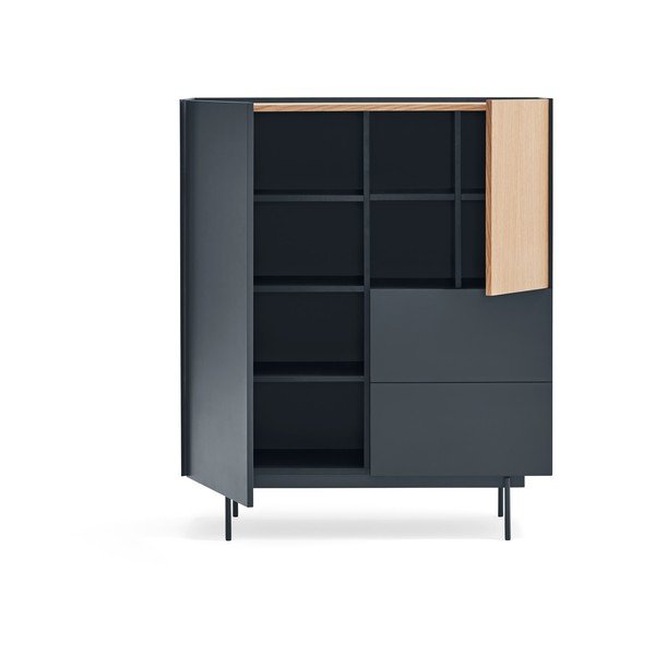 Antracitno siva/naravna visoka komoda v hrastovem dekorju 100x120 cm Otto – Teulat-image-3