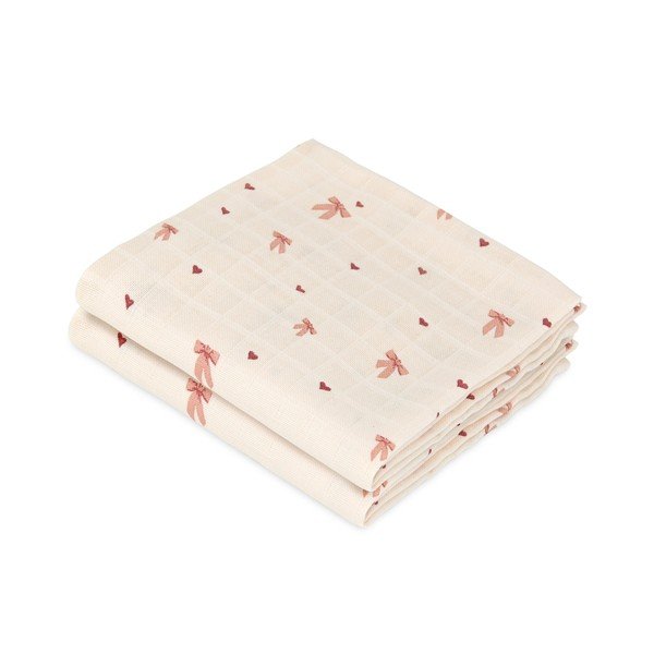 Rožnate/bež plenice v kompletu 2 ks iz muslina 70x70 cm Bows – Cam Cam Copenhagen
