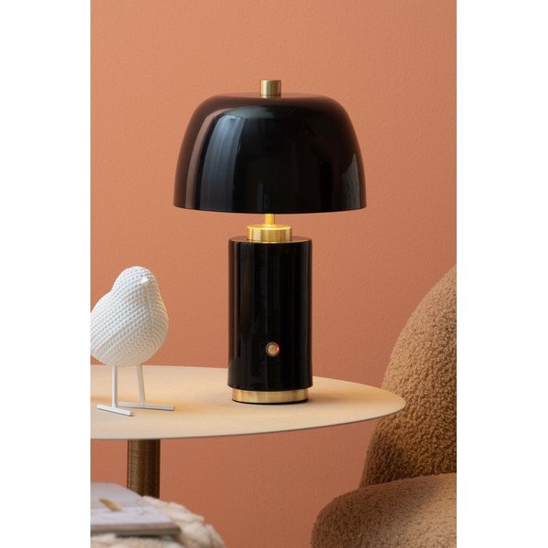 Črna LED zatemnitvena namizna svetilka s kovinskim senčilom (višina 30 cm) Freya – Leitmotiv-image-1