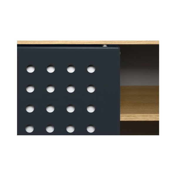 TV komoda v hrastovem dekorju s črno-belimi detajli TemaHome Dann Dots, dolžina 135 cm-image-1