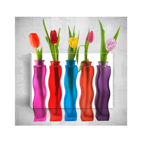 3D stenska umetnost Mosticx Steklenice s cvetjem, 40 x 60 cm