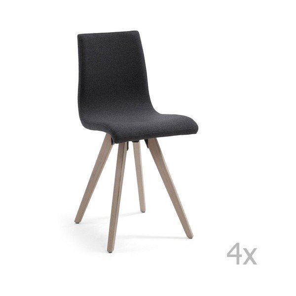 Komplet 4 črnih jedilnih stolov La Forma Una