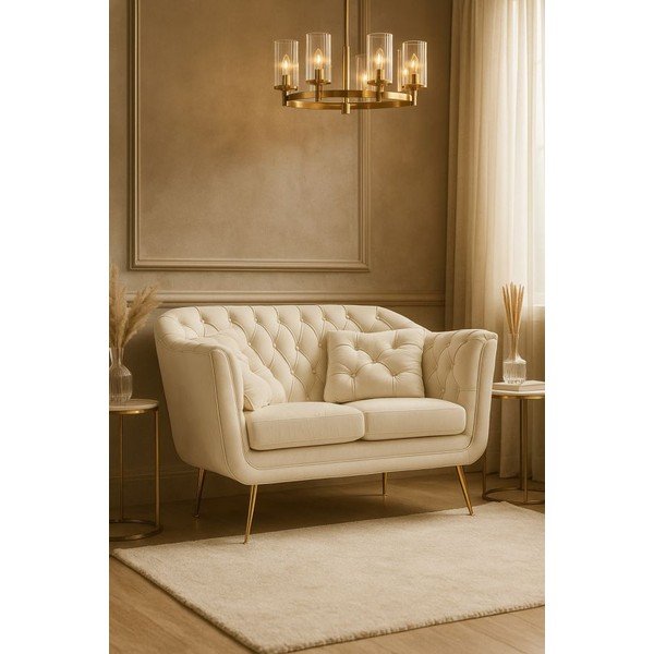 Kremno bela žametna sedežna garnitura 130 cm Budapest – Mauro Ferretti-image-1