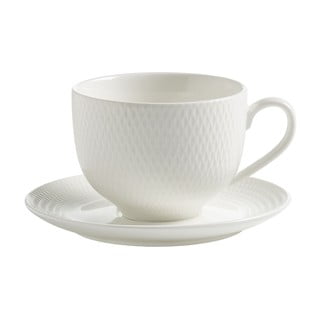 Bela porcelanasta skodelica s podstavkom Maxwell & Williams Diamonds, 280 ml