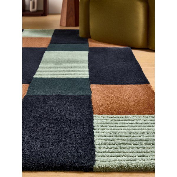 Temno modra ročno tkana preproga iz recikliranih vlaken 120x170 cm Franka – MADE-image-3