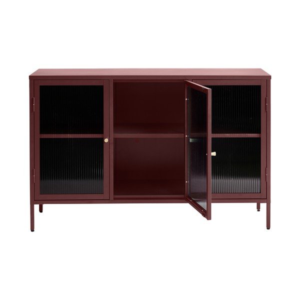Rdeča kovinska vitrina 132x85 cm Bronco – Unique Furniture-image-2