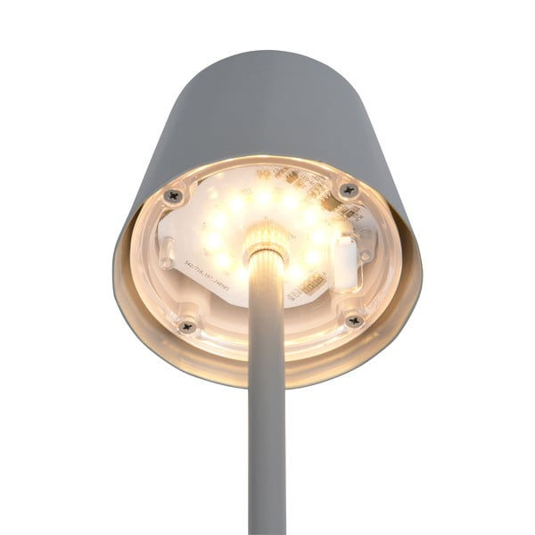 Siva LED namizna svetilka s kovinskim senčilom (višina 21 cm) Diaz – Trio-image-4