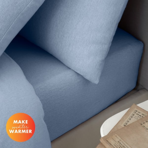 Svetlo modra napenjalna flanelna rjuha 135x190 cm Brushed – Catherine Lansfield-image-3