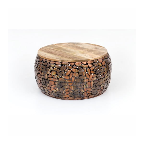 Kavna mizica z lesenim vrhom WOOX LIVING Caramel, ⌀ 66 cm
