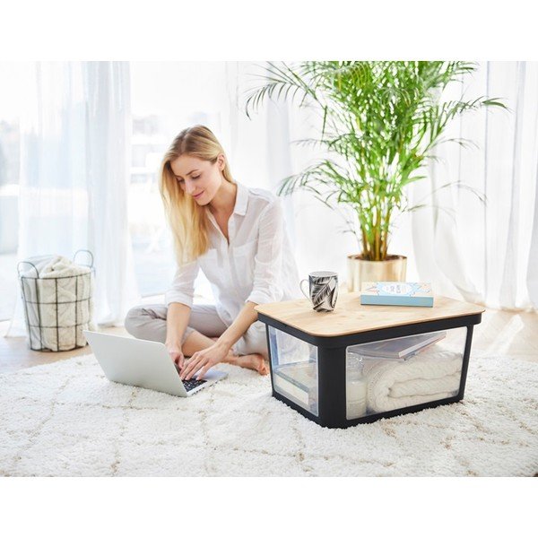 Črno plastično pokrov za škatlo za shranjevanje 57x39x3 cm Albris – Rotho-image-1