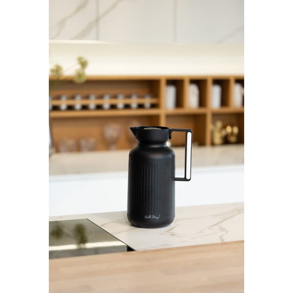 Mat črna termoska 1 l Lungo – Vialli Design-image-1