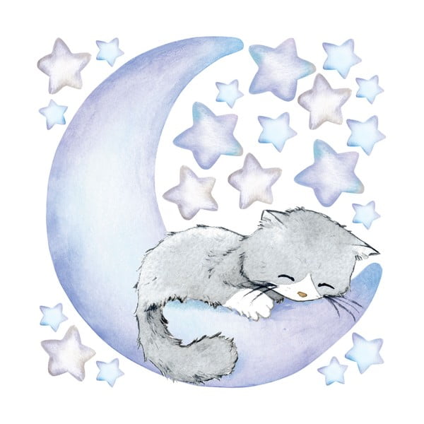 Modre otroške stenske nalepke Ambiance Magic Cat-image-2