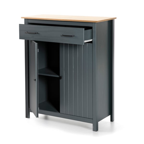 Temno modra visoka komoda iz masivnega bora 90x110 cm Miranda – Marckeric-image-3