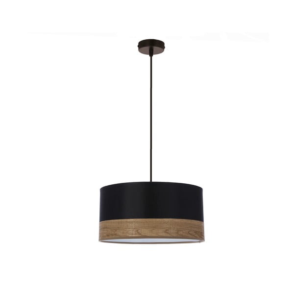 Črna viseča svetilka s tekstilnim senčnikom ø 30 cm Porto – Candellux Lighting