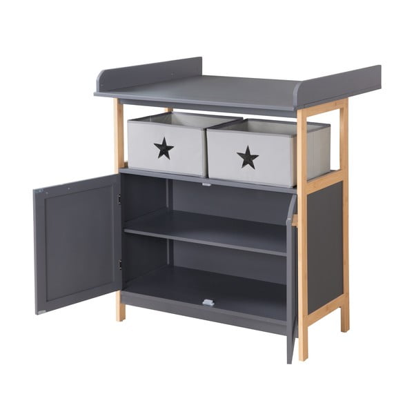 Antracitno siva nizka otroška komoda s previjalnim pultom 87x75 cm Berlin – Roba-image-2