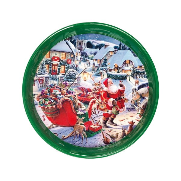 Okrogel zelen pladenj z božičnim motivom Brandani, ⌀ 38 cm