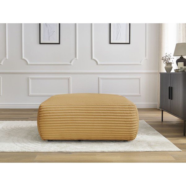 Gorčično rumen tabure iz rebrastega žameta Lucien – Bobochic Paris-image-1