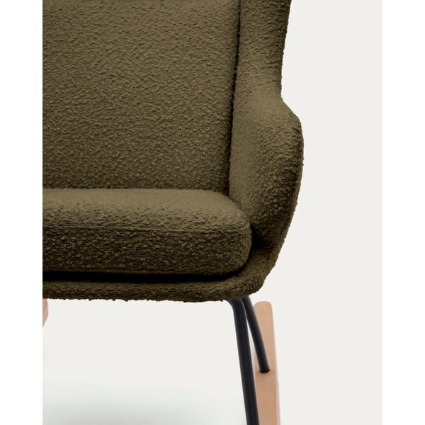 Zelen gugalni fotelj iz tkanine bouclé Maustin – Kave Home-image-3