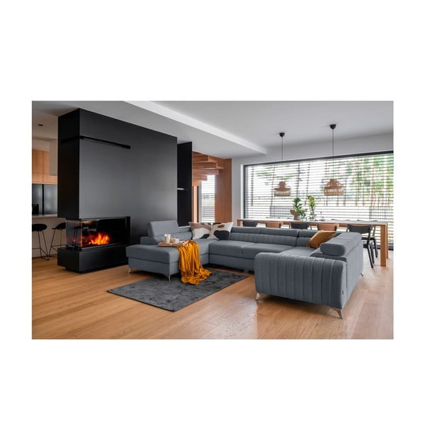 Modra raztegljiva/s prostorom za shranjevanje kotna sedežna garnitura (levi kot/v obliki črke "U") Louis – ELTAP-image-1