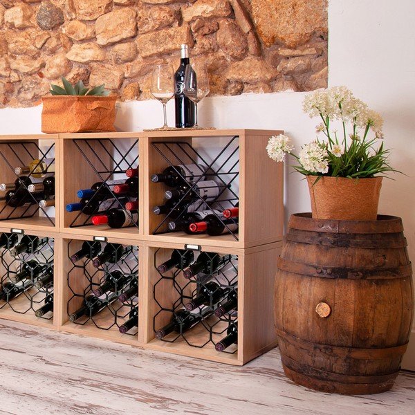 Držalo za vino v dekorju bukve za 9 steklenic – Compactor-image-1