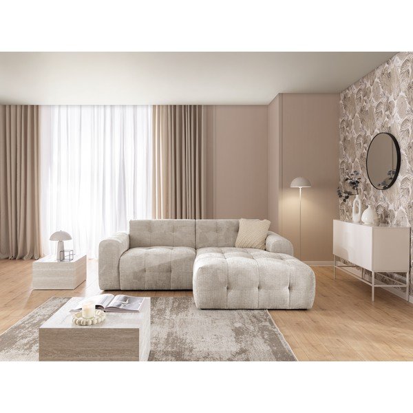 Bež kotna sedežna garnitura (desni kot/z ležalnikom) Melva – Ropez-image-4