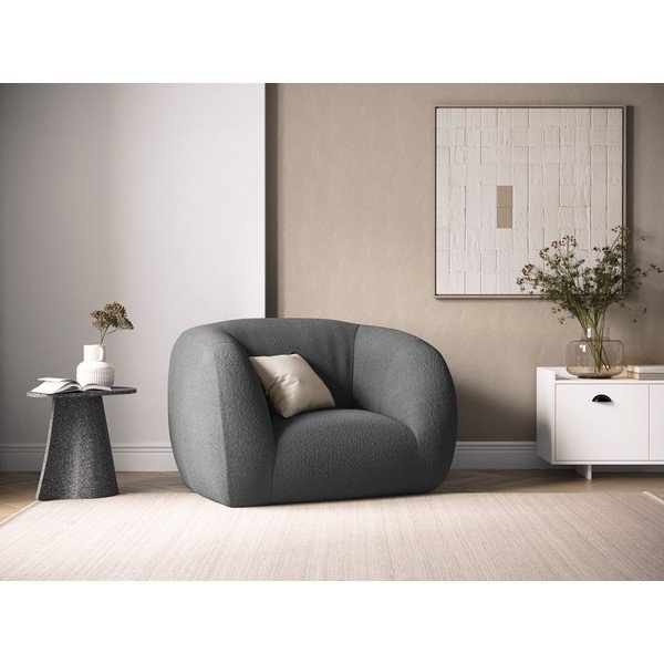 Siv fotelj iz tkanine bouclé Essen – Cosmopolitan Design-image-4