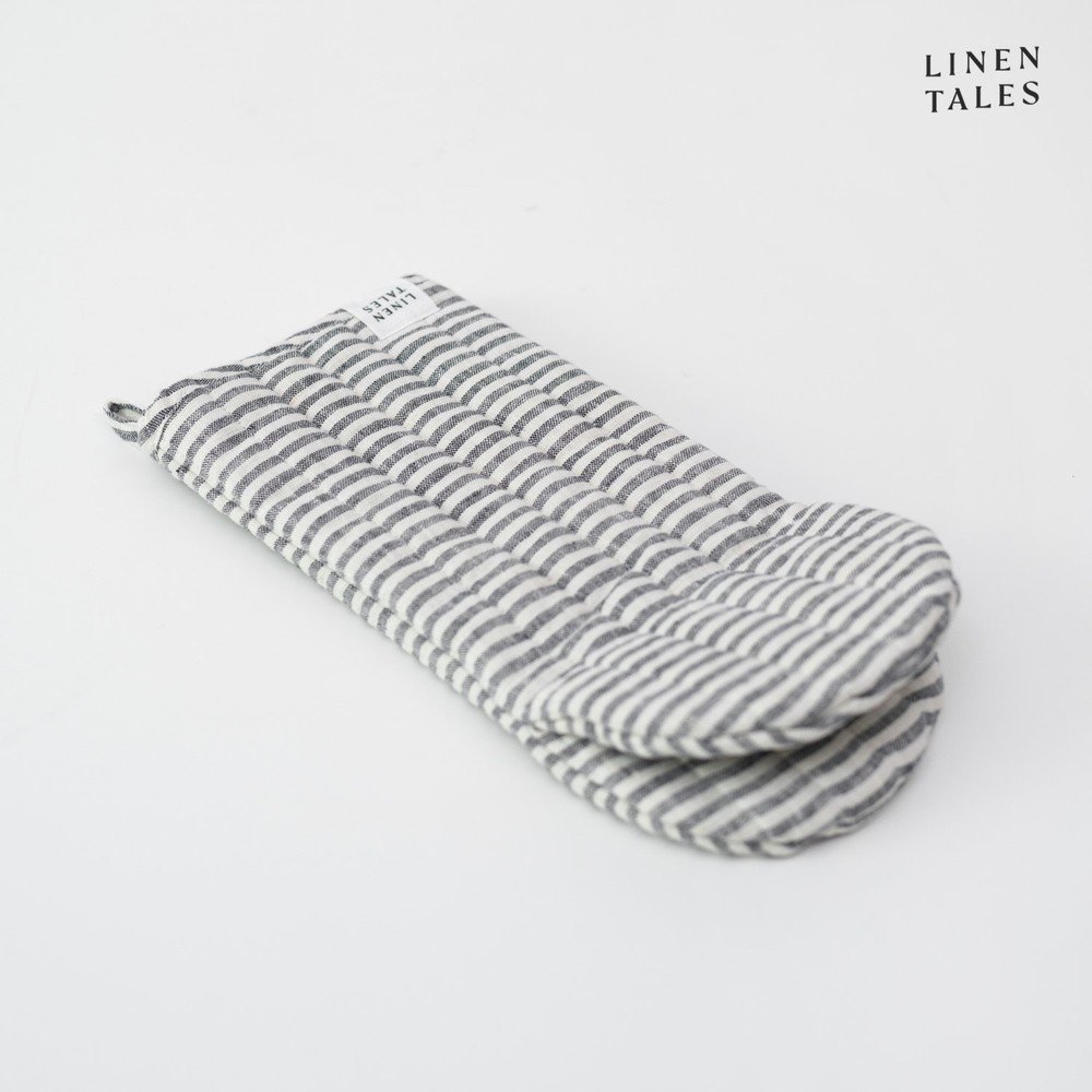 Lanena kuhinjska rokavica Thin Black Stripes