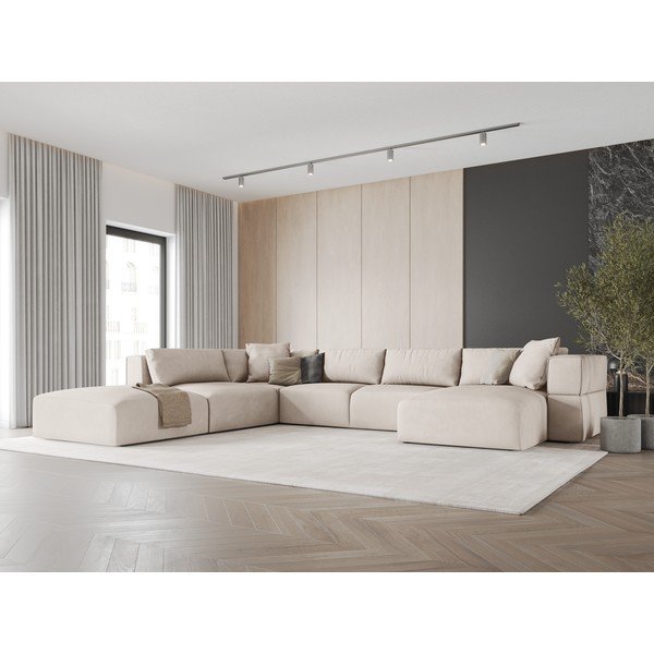 Bež kotna sedežna garnitura (levi kot/v obliki črke "U") Esther – Milo Casa-image-1