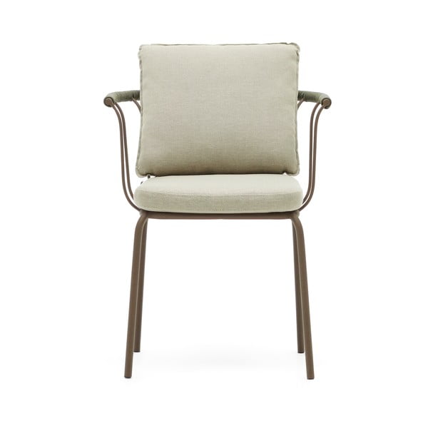 Zeleno-bež kovinski vrtni stol Salguer - Kave Home-image-2