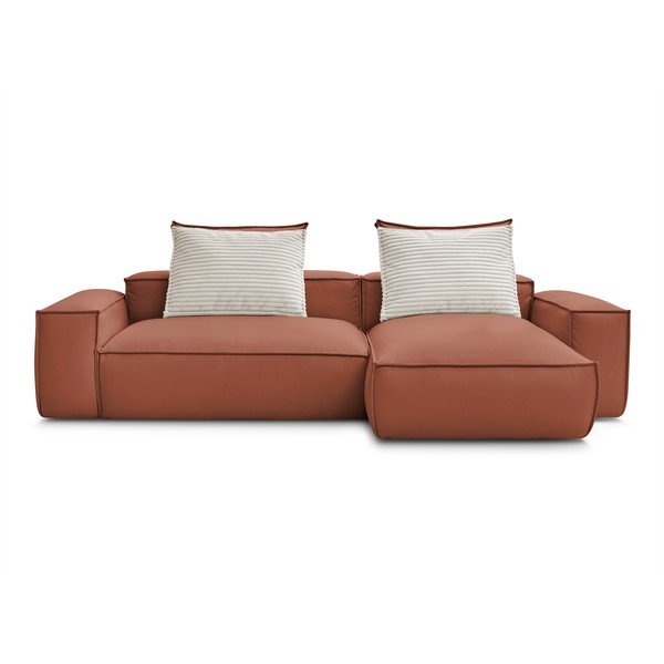 Temno rjava kotna sedežna garnitura iz umetnega usnja (s kotom po izbiri) Boheme – Bobochic Paris