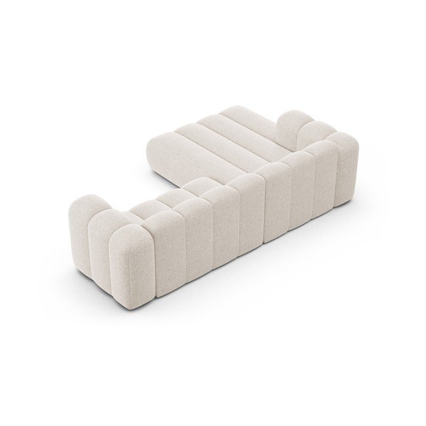 Kremno bela kotna sedežna garnitura iz šenilje (levi kot/z ležalnikom) Lupine – Micadoni -image-3