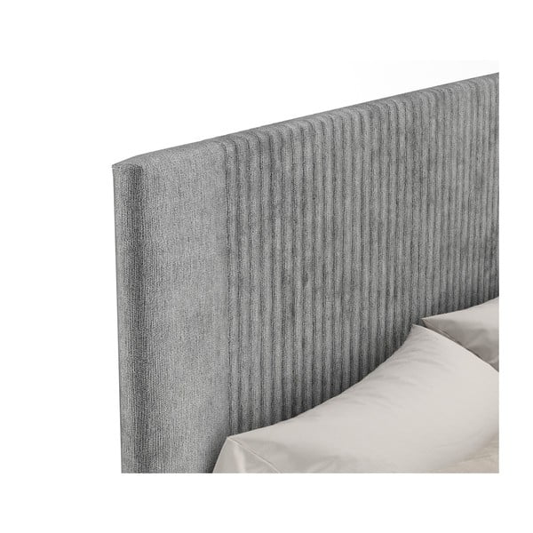 Siva oblazinjena zakonska postelja s prostorom za shranjevanje z letvenim dnom 180x200 cm Etero – Maison de Rêve-image-3