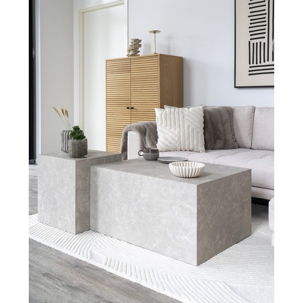 Bež mizica v marmornem dekorju 60x80 cm Prague – House Nordic-image-1