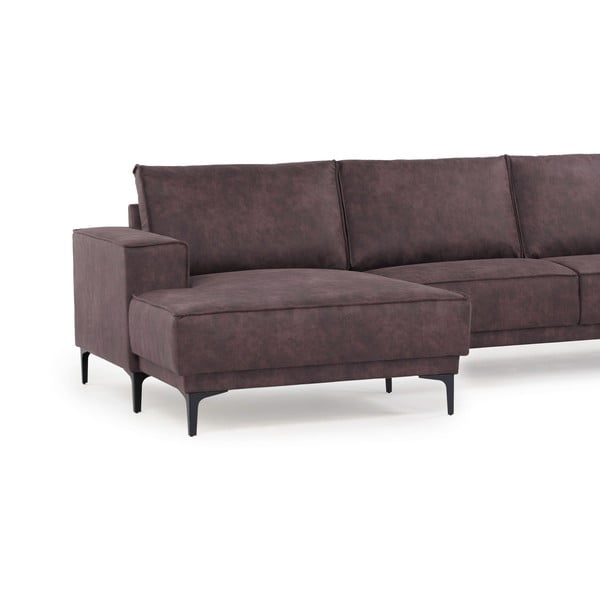 Temno rjava kotna sedežna garnitura iz imitacije usnja (levi kot) Copenhagen – Scandic-image-4