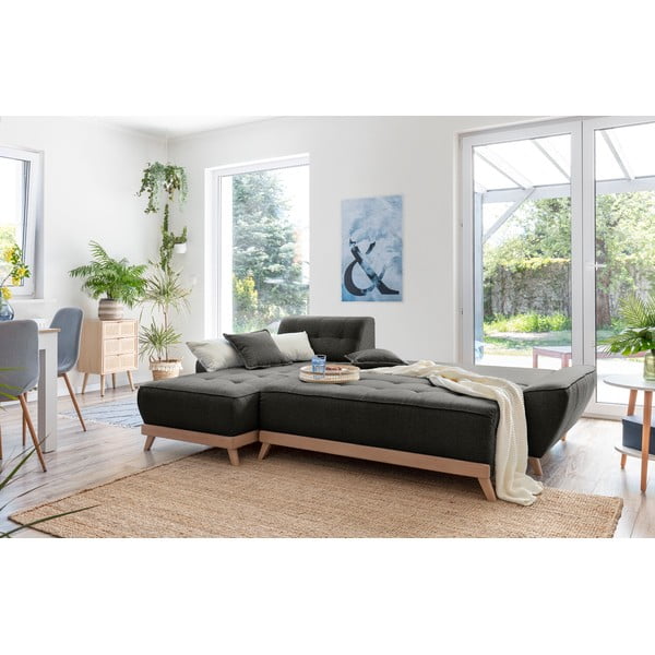 Temno siva raztegljiva sedežna garnitura Miuform Dazzling Daisy-image-4