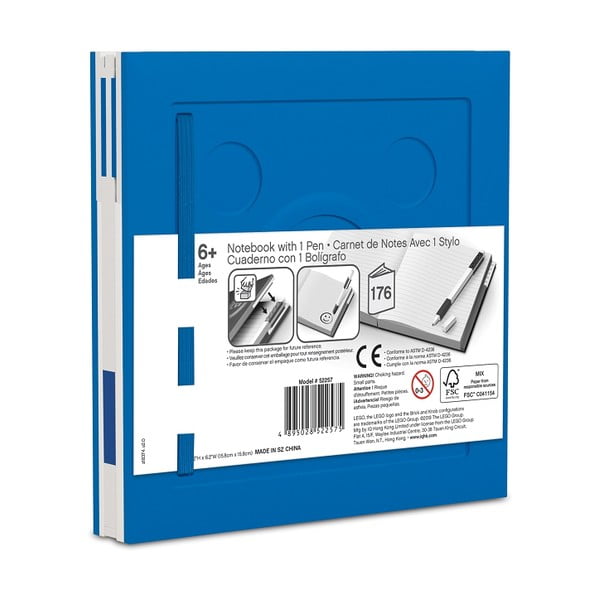 Modra kavdratna beležnica z gel pisalom LEGO®, 15,9 x 15,9 cm-image-2