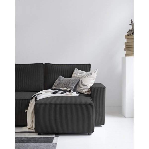 Antracitno siva raztegljiva kotna sedežna garnitura iz rebrastega žameta (s kotom po izbiri) Brave Dave – Miuform-image-4