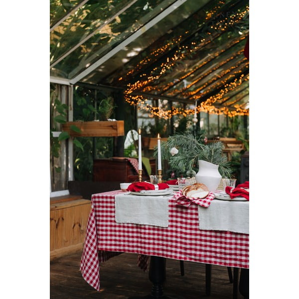 Lanen predpasnik Red Gingham – Linen Tales-image-1