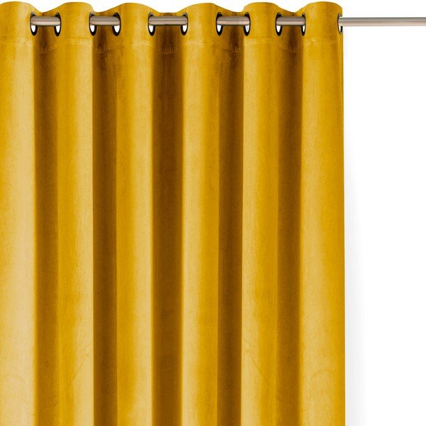 Gorčično rumena žametna zavesa za delno zatemnitev 200x250 cm Velto – Filumi