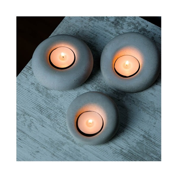 Betonski svečniki v kompletu 3 ks Donut – Mioli Decor-image-3