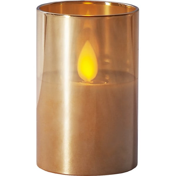 Oranžna LED sveča iz voska v steklu Star Trading M-Twinkle, višina 7,5 cm