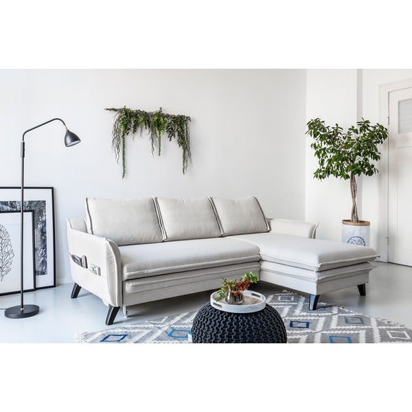 Svetlo bež raztegljiva sedežna garnitura Miuform Charming Charlie, desni kot-image-3